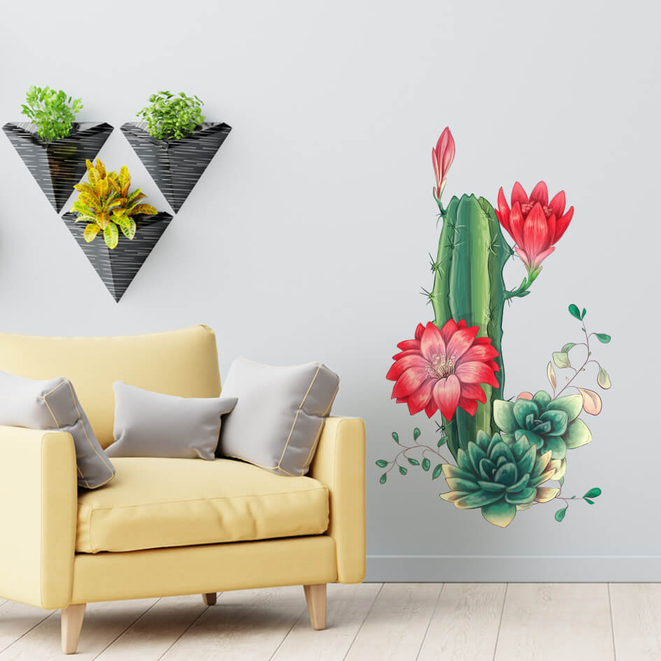 Cactuses and succulents stiker za zid
