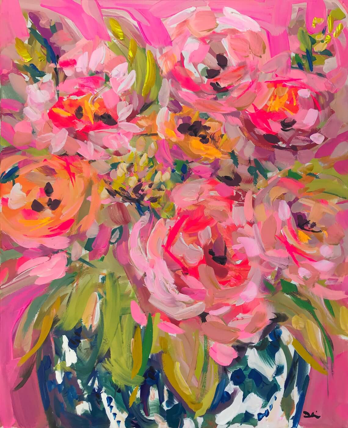 Pink roses oil painting fotoposter