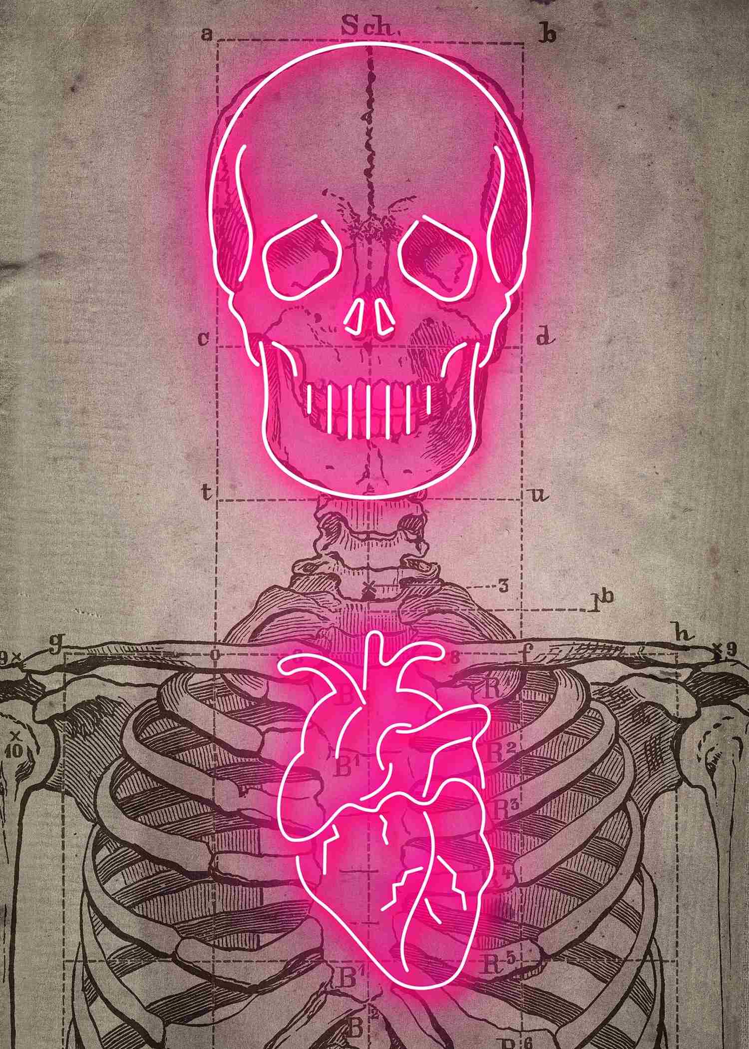 Neon skull poster