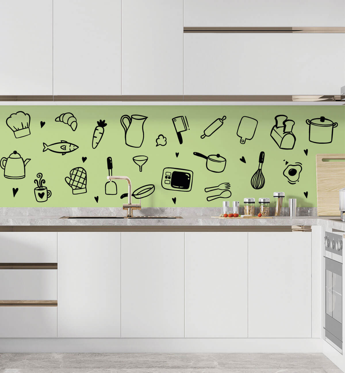 Kitchen doodles stiker za zid za kuhinju