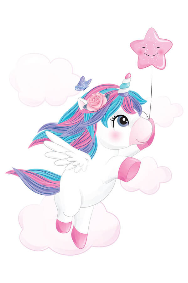 Unicorn and pink clouds foto poster