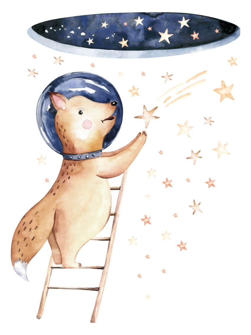 Astronaut baby fox poster