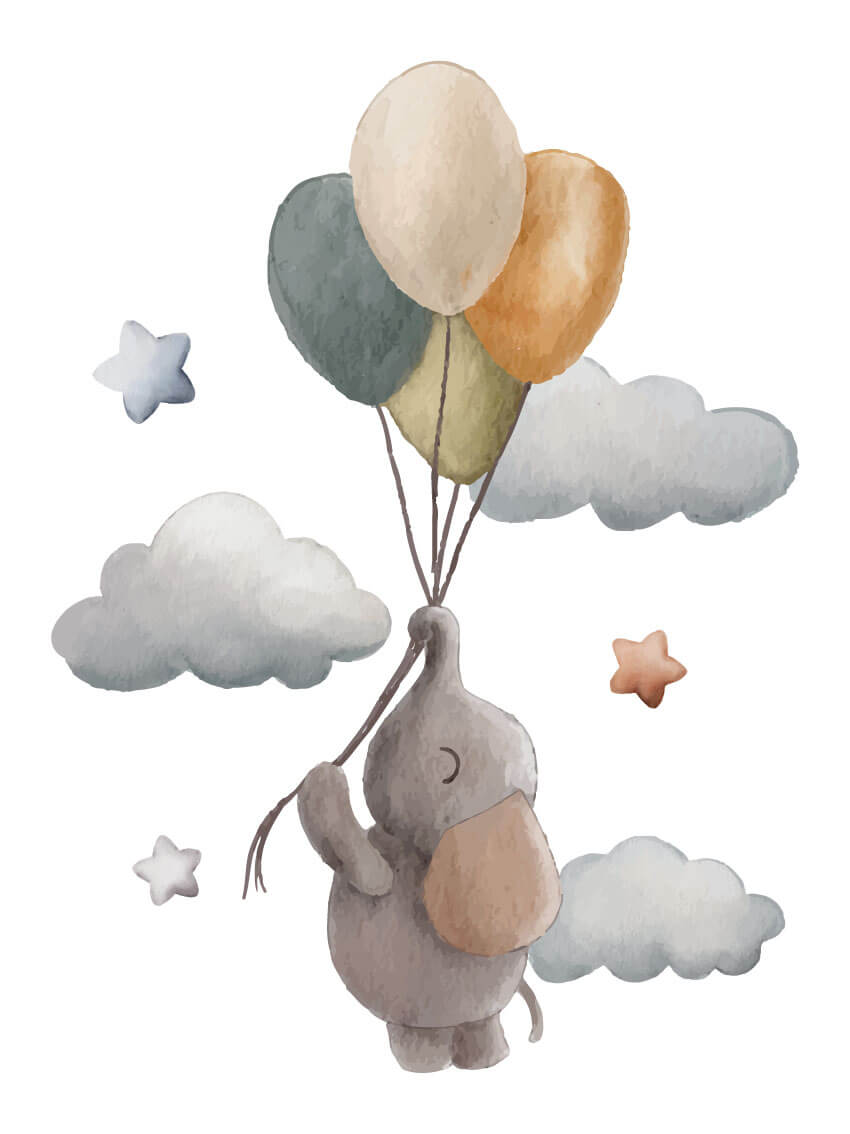 Elephant with balloons poster
