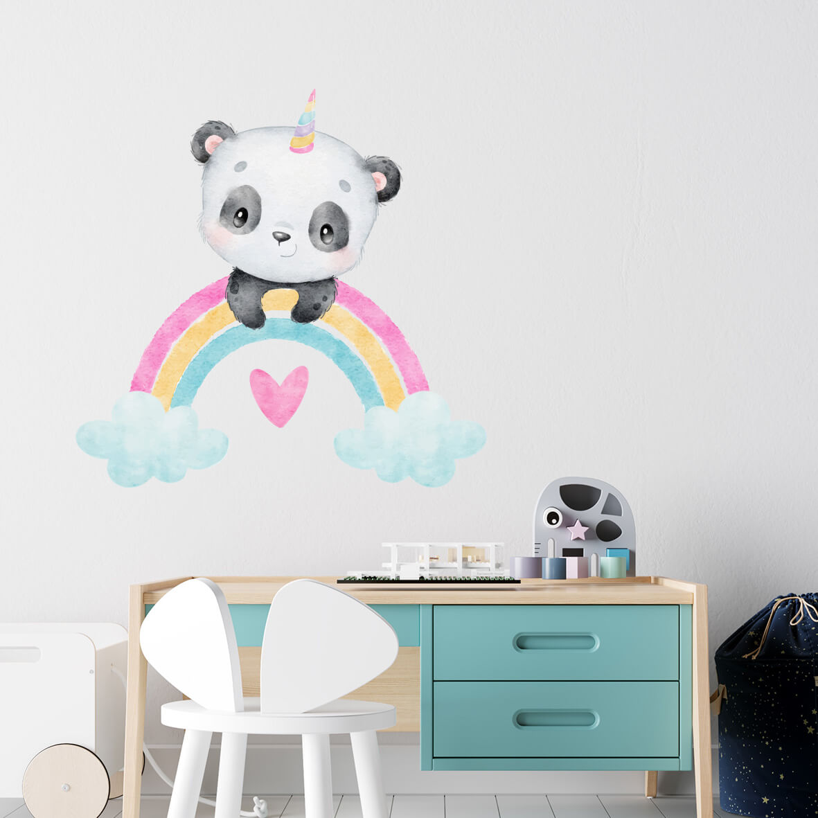 Panda unicorn on a rainbow stiker za zid