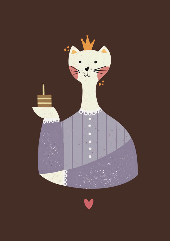 Cat with cake - Annamaria Bakoš poster