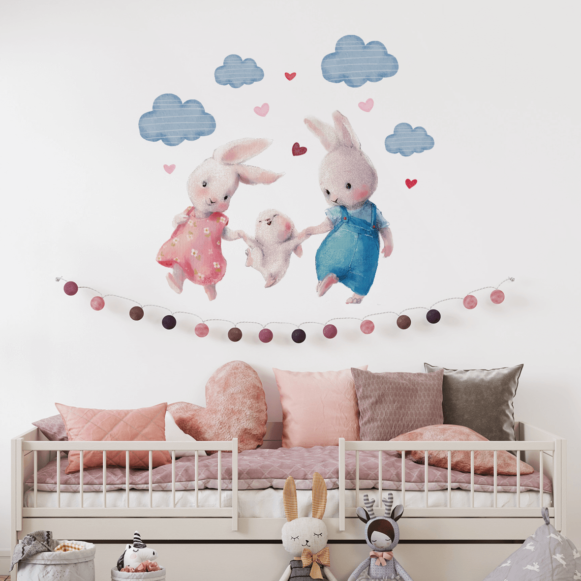 Cute bunny family stiker za deciju sobu