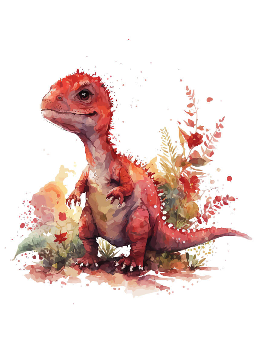 Red small dinosaur poster