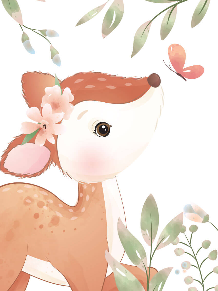 Cute doodle bambi poster
