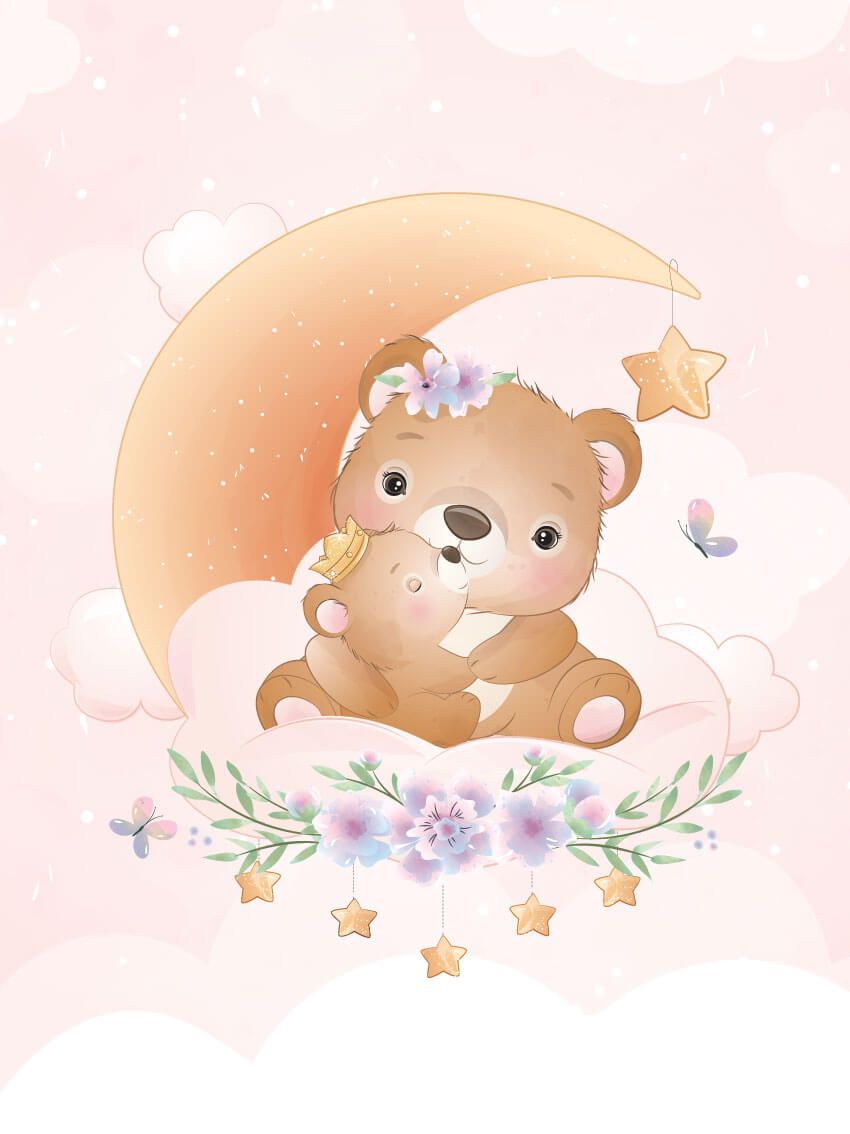 Teddy bear on the moon poster