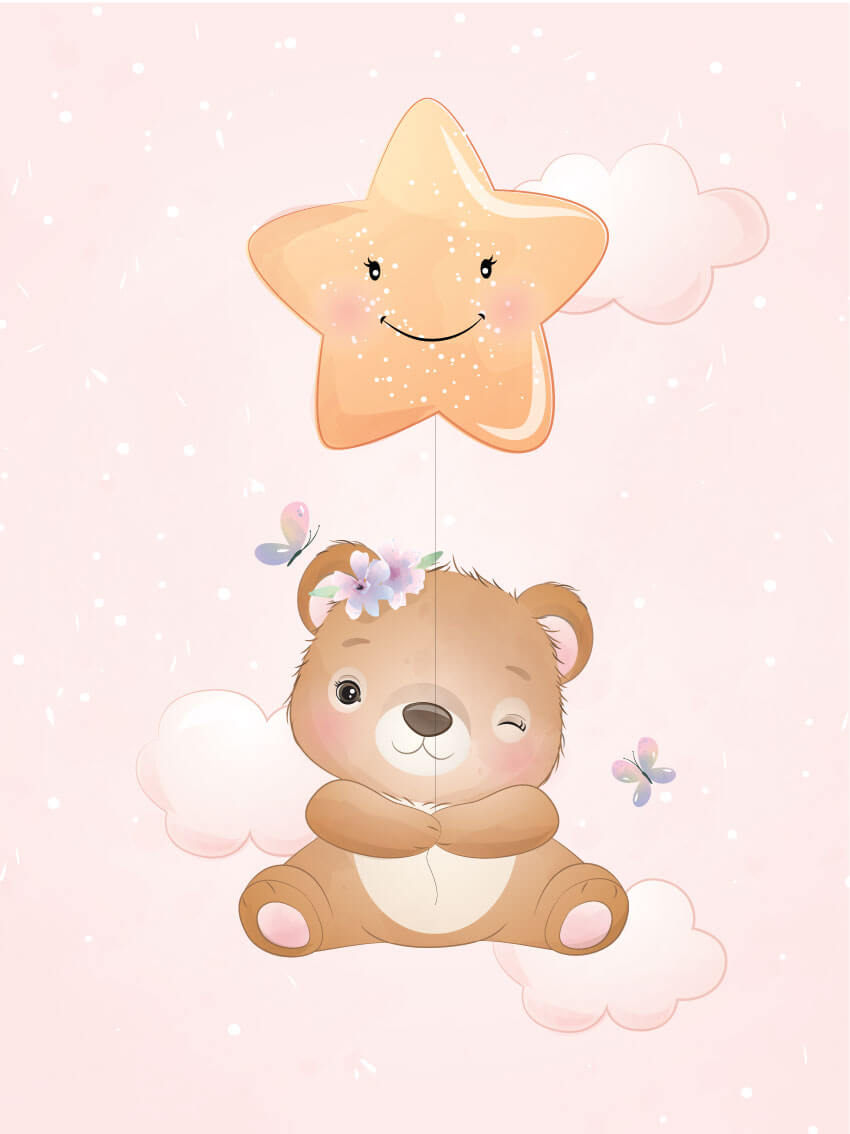 Teddy bear with star poster