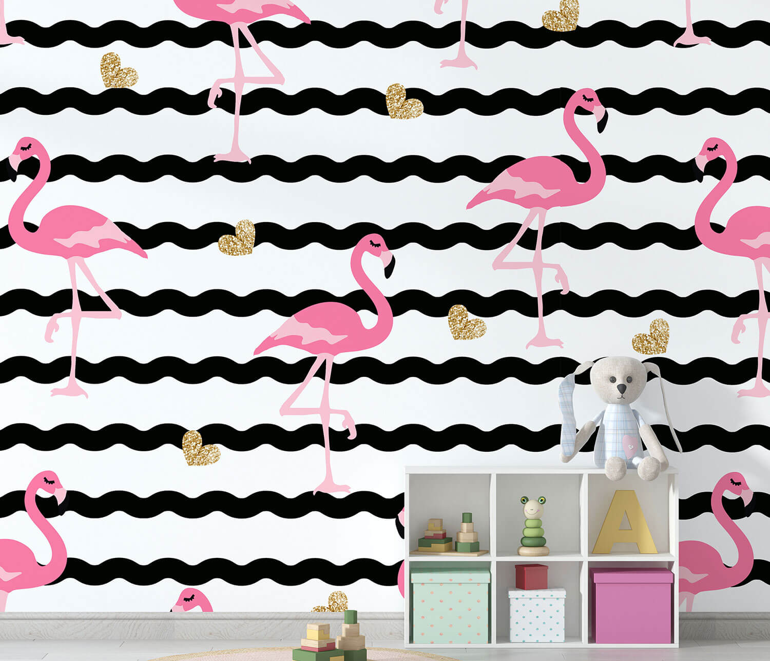Tropical pattern flamingo foto tapeta